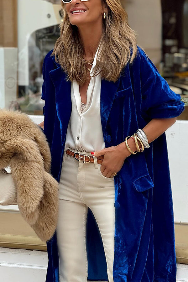 Mune | Gold Velvet Trench Coat Long Skirt Jacket