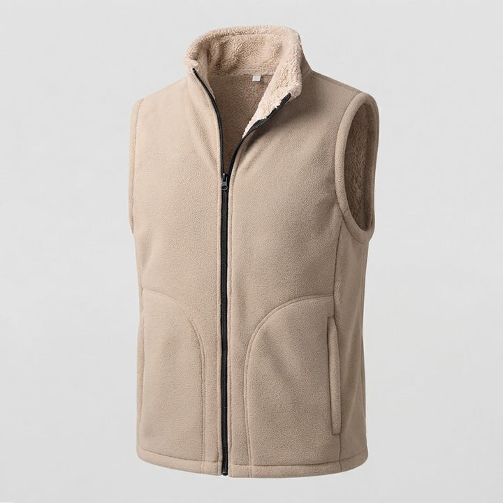 Men's Warm Thermal Fleece Vest with Sherpa Inner Lining, Stand Collar and Hidden Side Pockets Mune Fashion