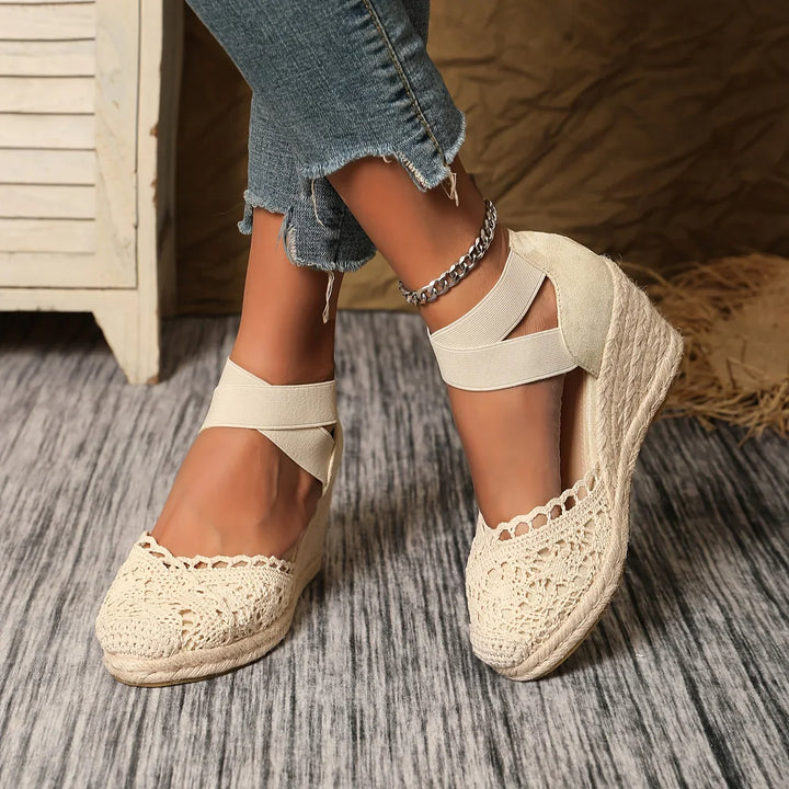Mune Fashion | Elegant Wedge Sandals with Crochet Top