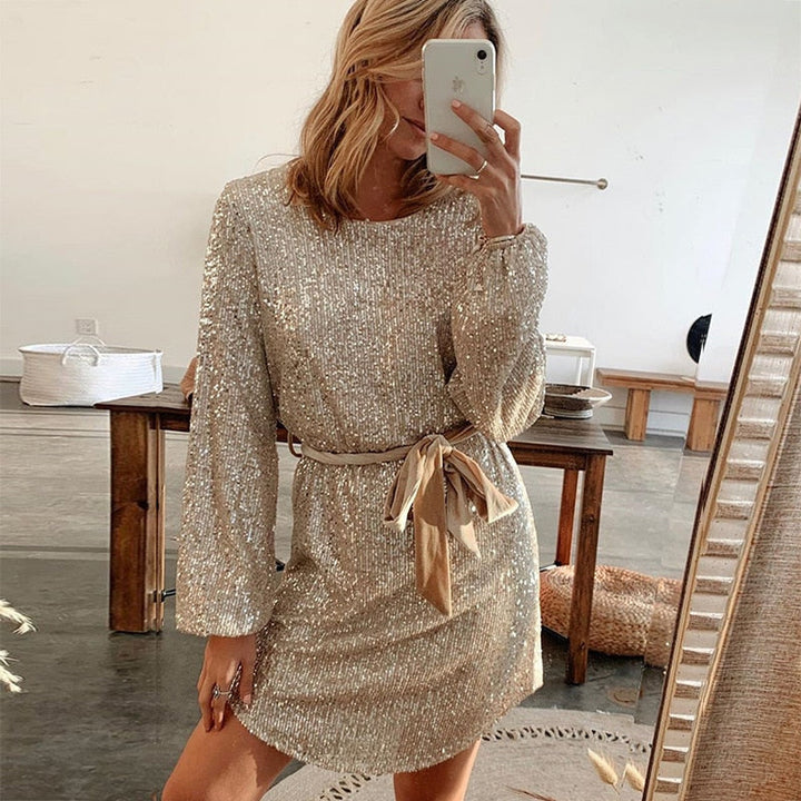 Mune | Elegant Glittering Beige Dress For Special Occasions