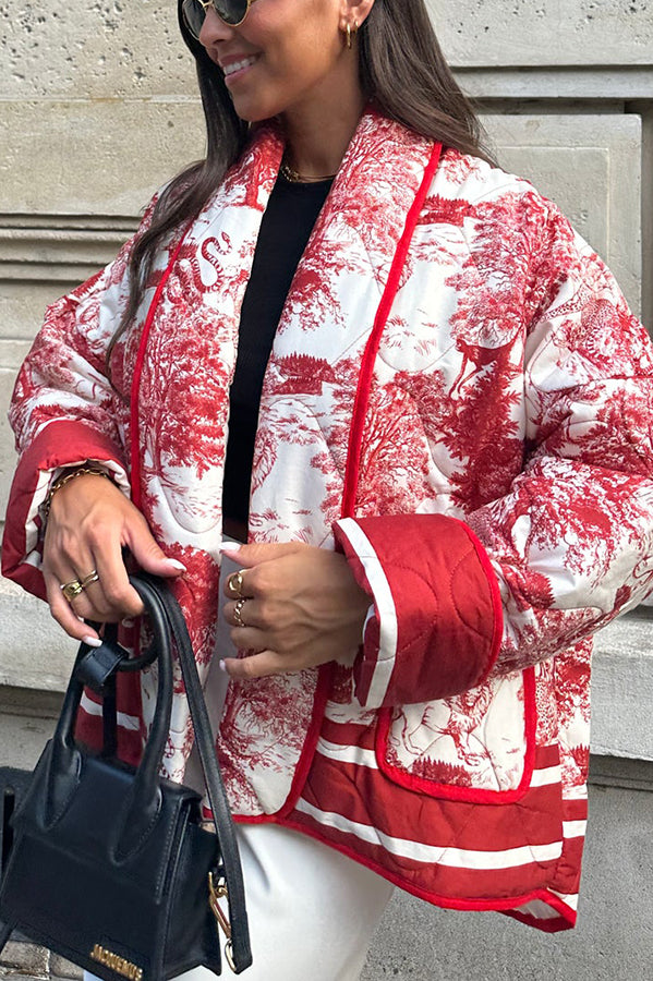 Mune | Songs Porcelain Ink Printed Bag Quilted Cotton Kimono Jacket