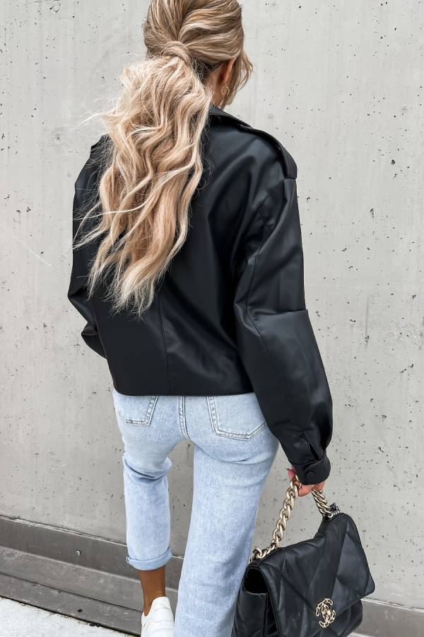 Mune | Leather Revers Pockets British Style Short Jacket