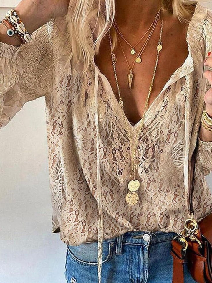 Women Elegant Boho V Neck Blouse