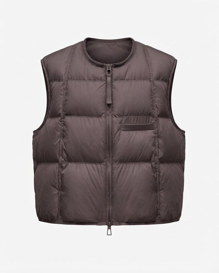 Women's nan lightweight padded quilted vest with adjustable hem, two-way zipper and decorative chest pocket