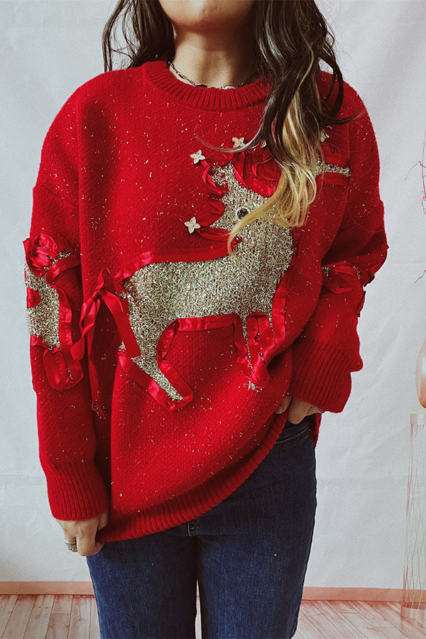 Mune | Christmas Pattern Knitted Round Neck Long Sleeve Sweater