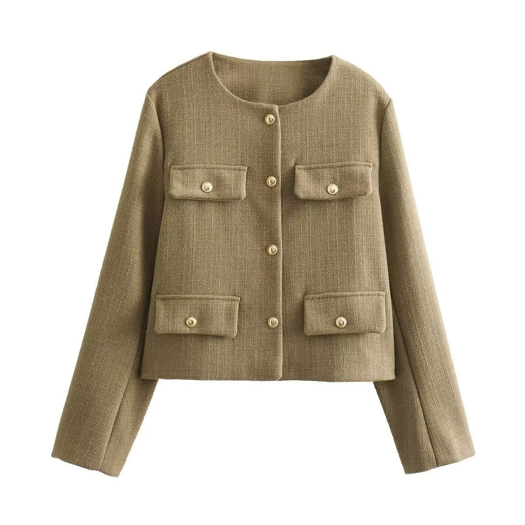 Mune | Neck Solid Color Single-Breasted Jacket