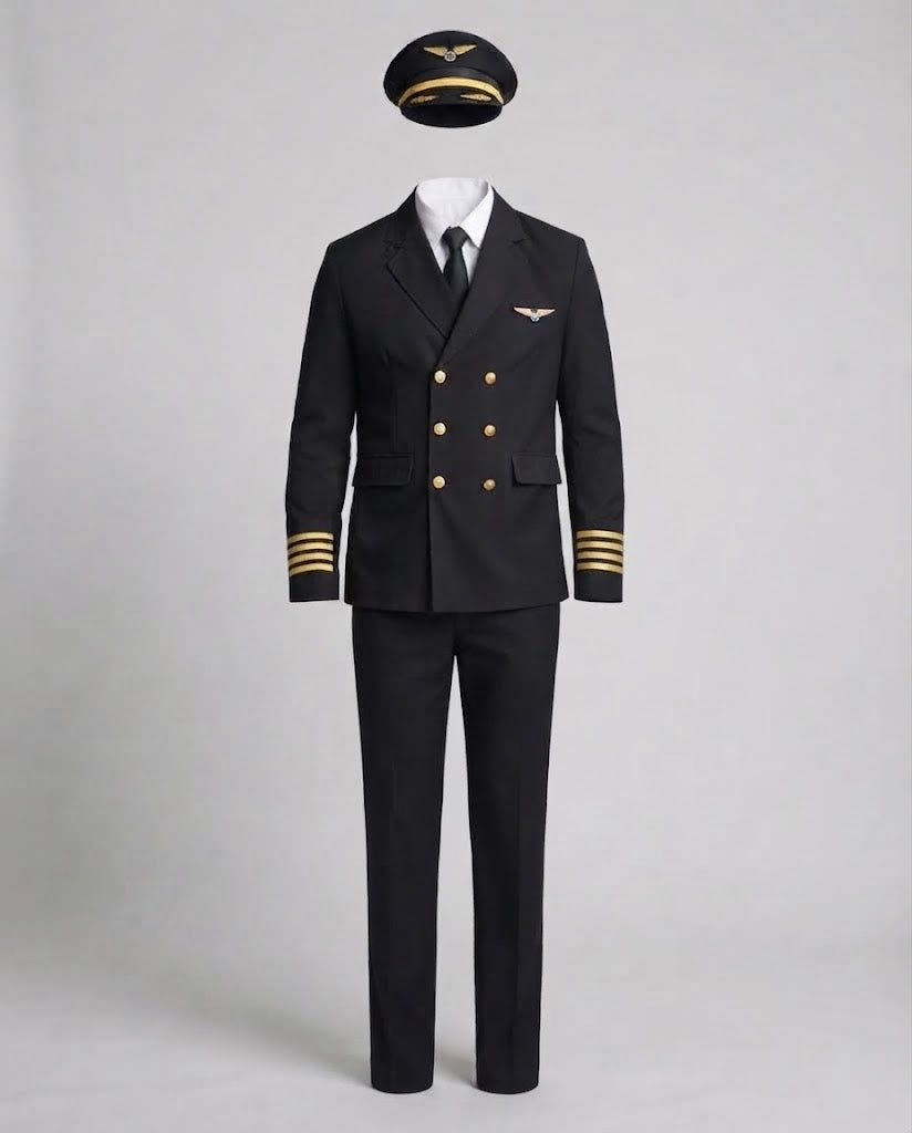 Men's pilot costume with authentic details and gold accents Mune Fashion