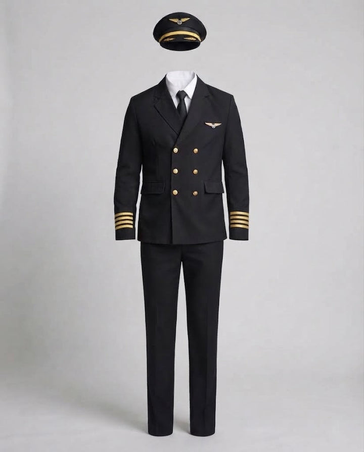 Men's pilot costume with authentic details and gold accents Mune Fashion