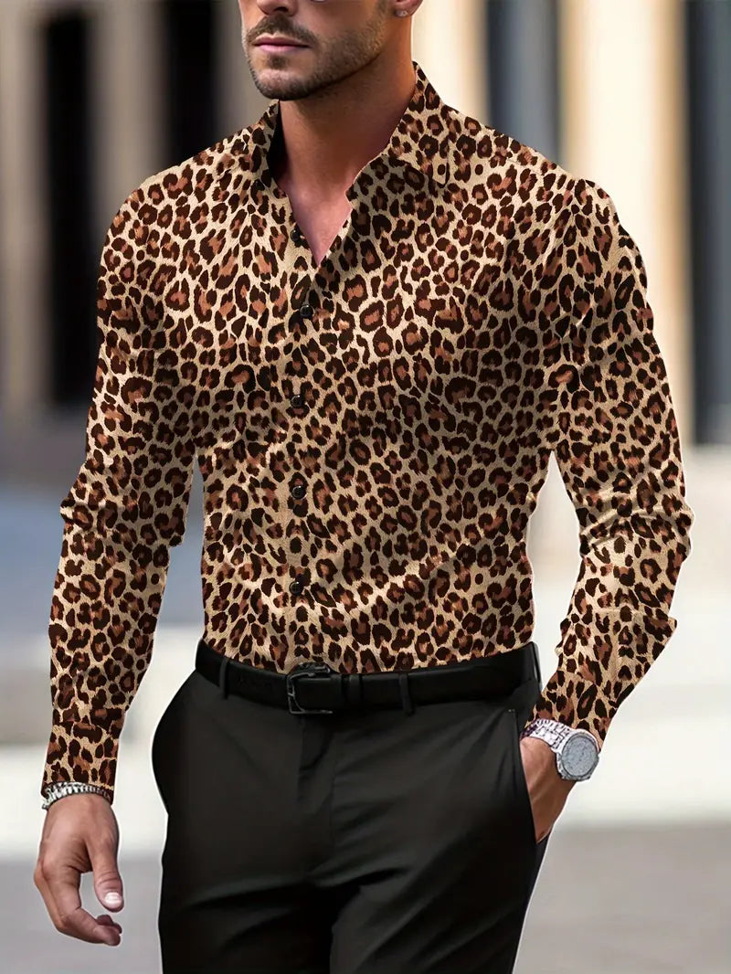Mune | Shirt with Graphic Print and Leopard Pattern for Men