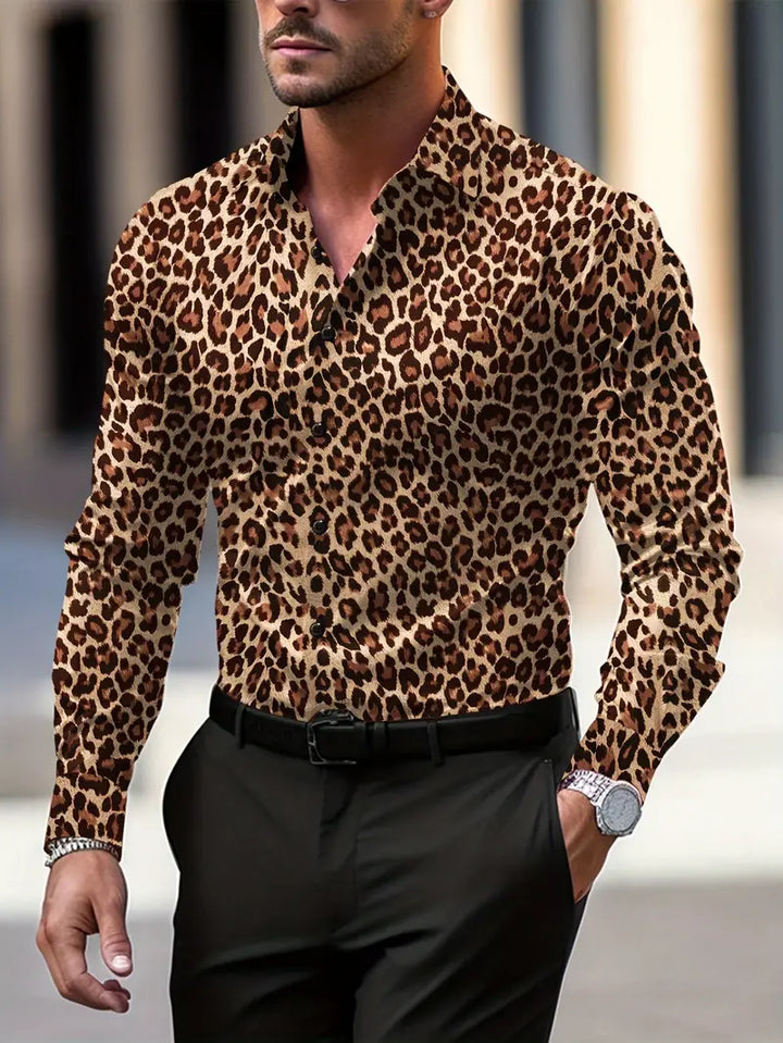Mune | Shirt with Graphic Print and Leopard Pattern for Men