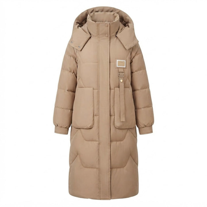 Women's Long Thermo Quilted Coat with Oversized Hood and Windshield Mune Fashion