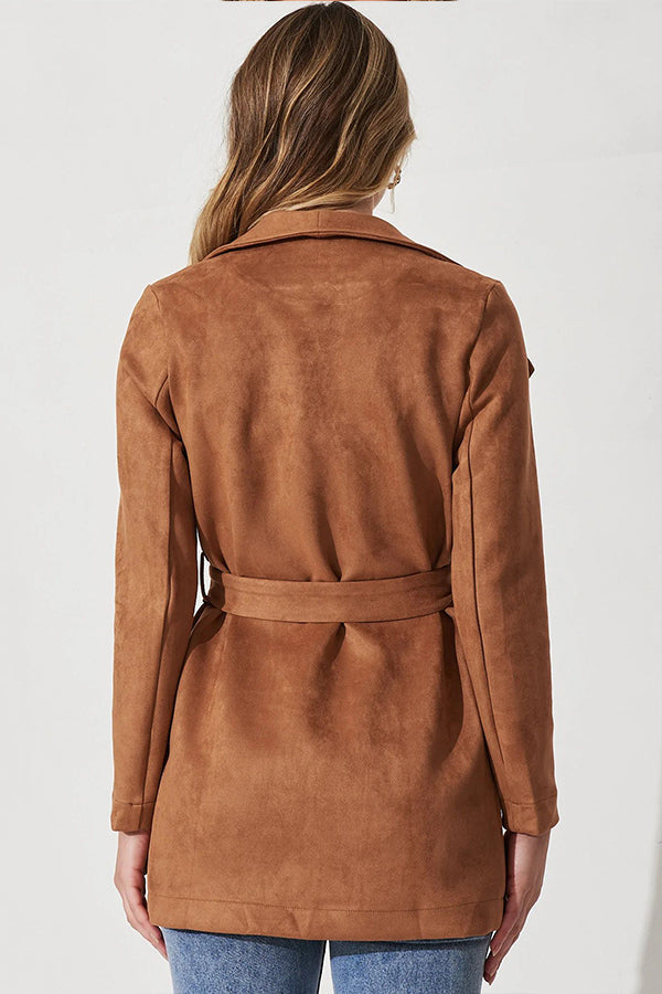 Mune | Color Suit Cardigan Large Lapel Suede Long Sleeve Jacket