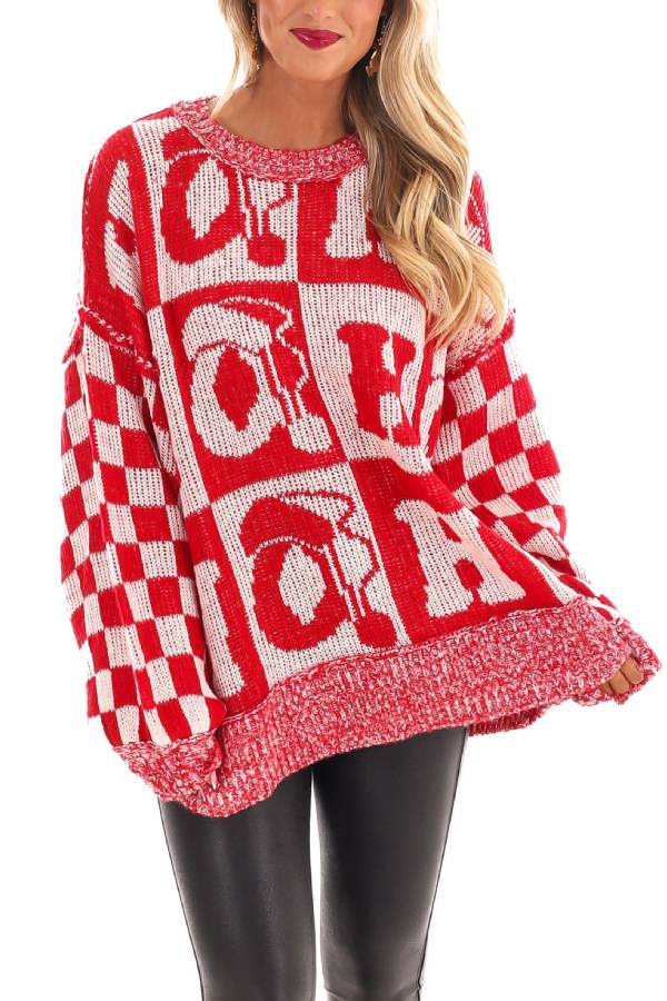 Mune | Christmas Letters Crew Neck Long Sleeve Loose Knit Sweater