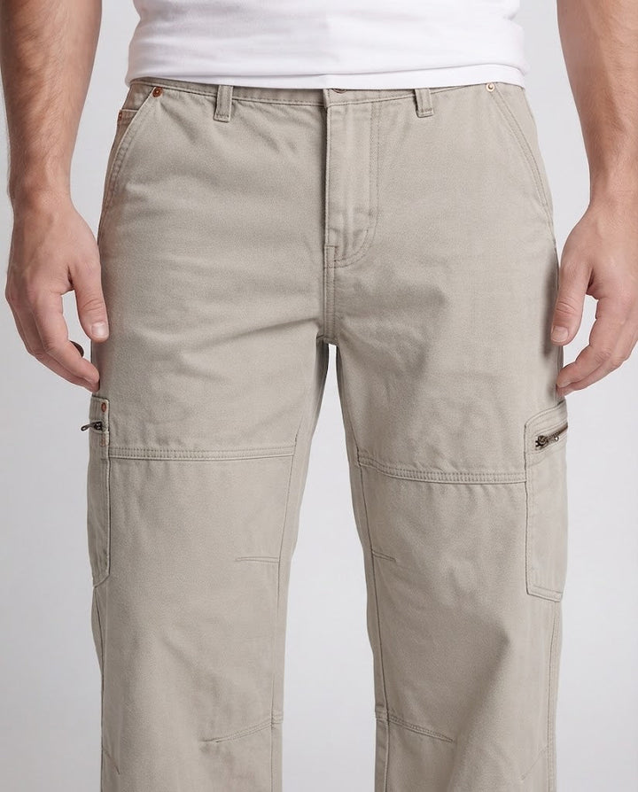Men's Extra Wide Canvas Cargo Pants in Baggy Workwear Style Mune Fashion