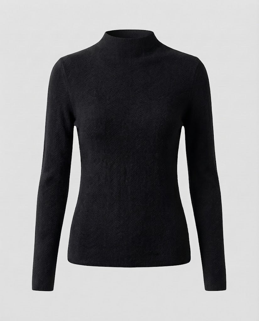 Women Fine Minimalist Stand Collar Sweater made of snug fine knit Mune Fashion