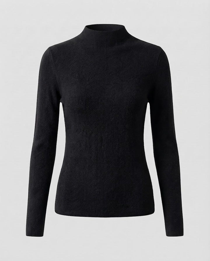Women Fine Minimalist Stand Collar Sweater made of snug fine knit Mune Fashion