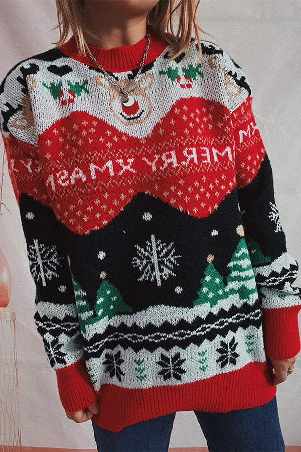 Mune | Christmas Pattern Knitted Round Neck Long Sleeve Sweater