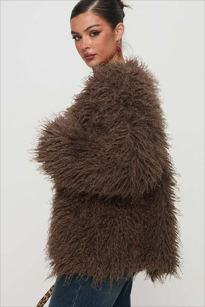 Mune | Fluffy Brown Faux Fur Oversized Jacket