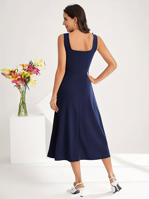 Mune Fashion | Elegant dress with straps Dark Blue Color