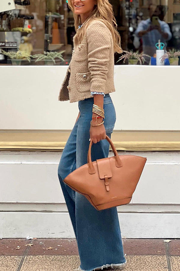 Mune | Neck Frayed Jacket with Buttons