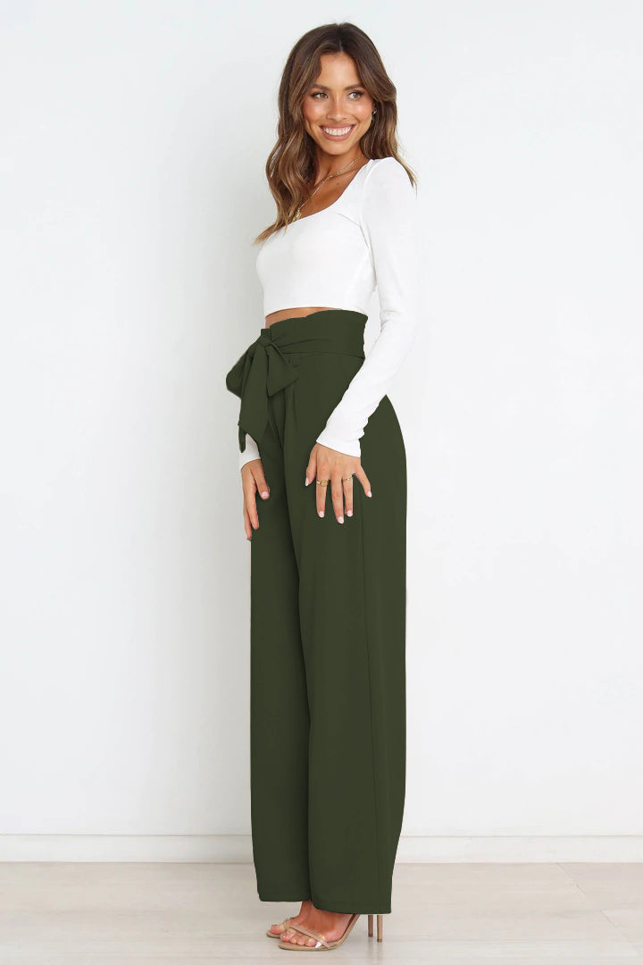Mune Fashion | High Waist Paperbag Pants with Bow Detail