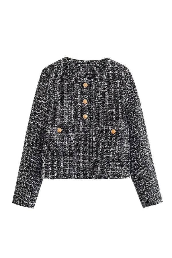 Mune | Neck Slim Fit Colorblock Women'S Button Jacket