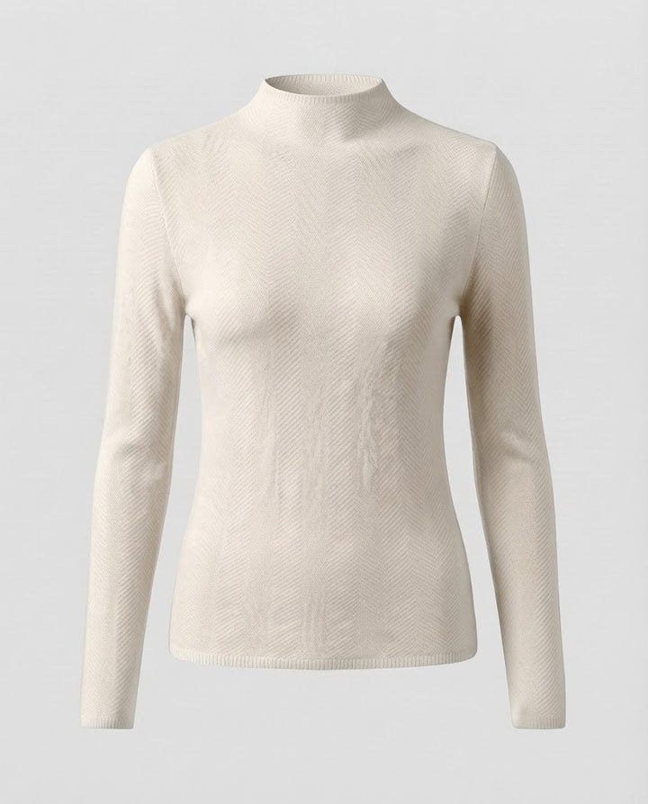 Women Fine Minimalist Stand Collar Sweater made of snug fine knit Mune Fashion