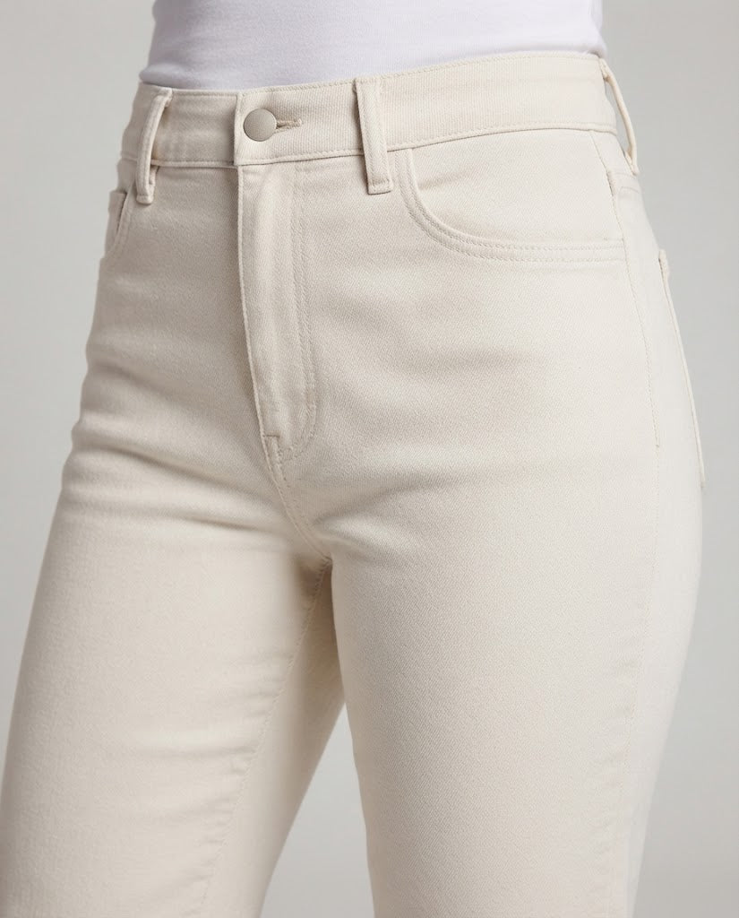 Women straight cut chino pants with high waist and slim crease Mune Fashion