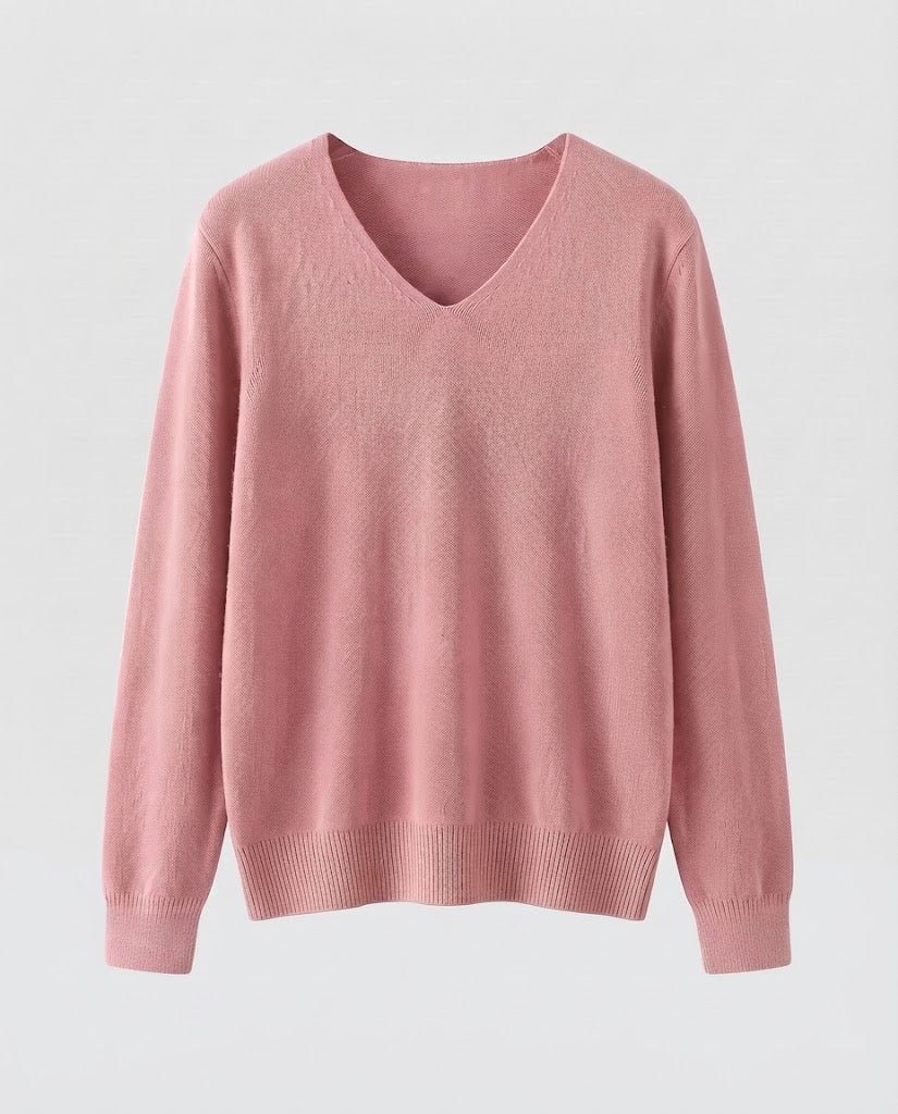 Women Fine Knit V-Neck Sweater made of Cozy Angora Mix Mune Fashion