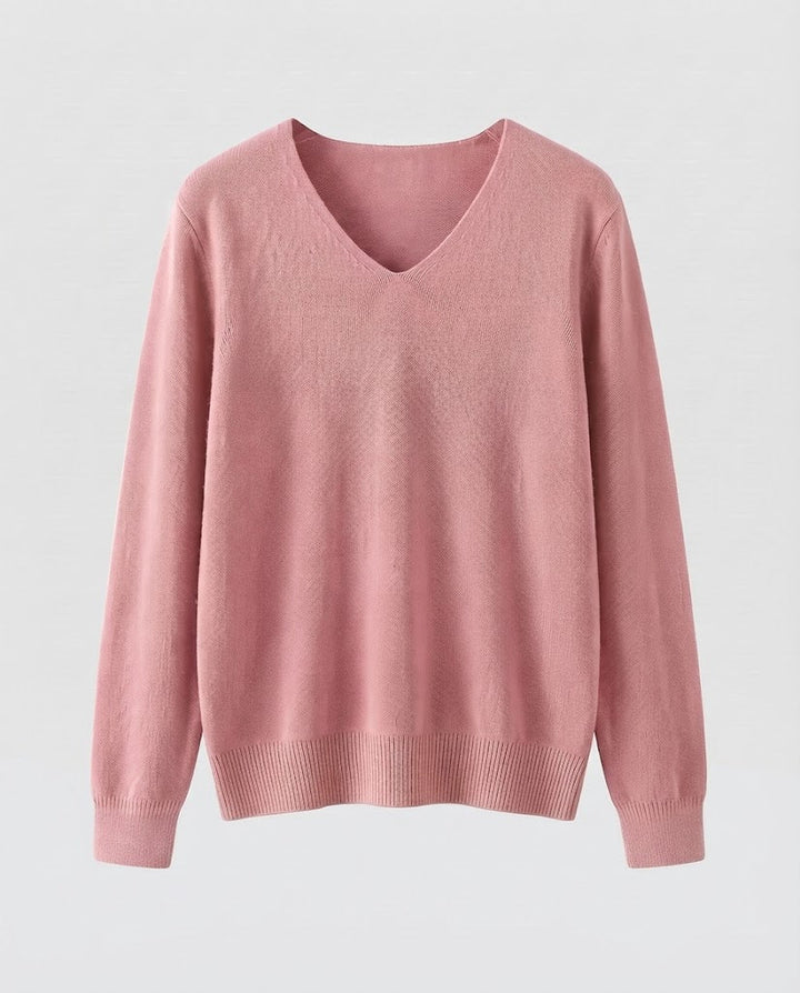 Women Fine Knit V-Neck Sweater made of Cozy Angora Mix Mune Fashion