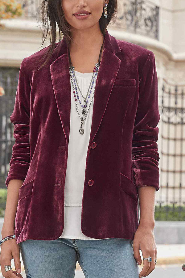 Mune | Velvet Solid Color Fashionable Casual Blazer