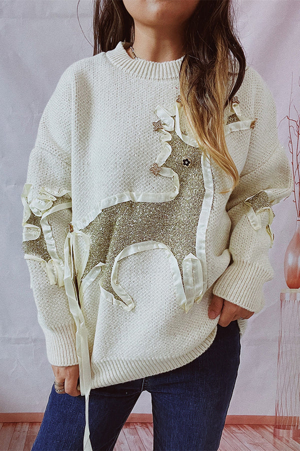 Mune | Christmas Pattern Knitted Round Neck Long Sleeve Sweater