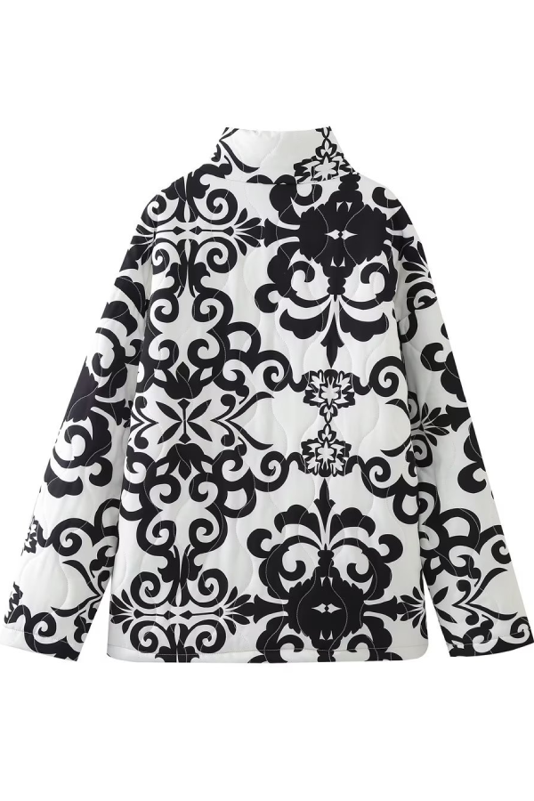Mune | Stand Collar Printed Casual Cotton Jacket