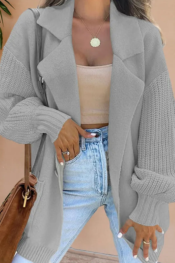 Mune | Suit Collar Knitted Patchwork Wool Jacket