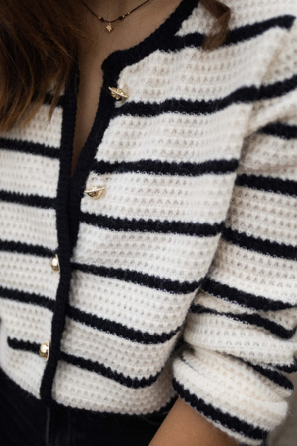 Mune | Striped Round Neckline Jacket