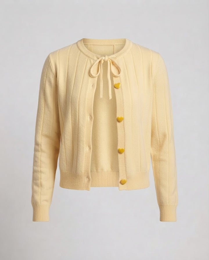 Women Ribbed Fine Knit Cardigan with Drawstring Closure and Button Placket Mune Fashion