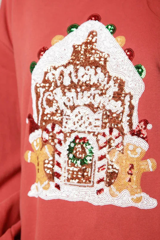 Mune | Christmas Candy House Sequins Casual Loose Sweater