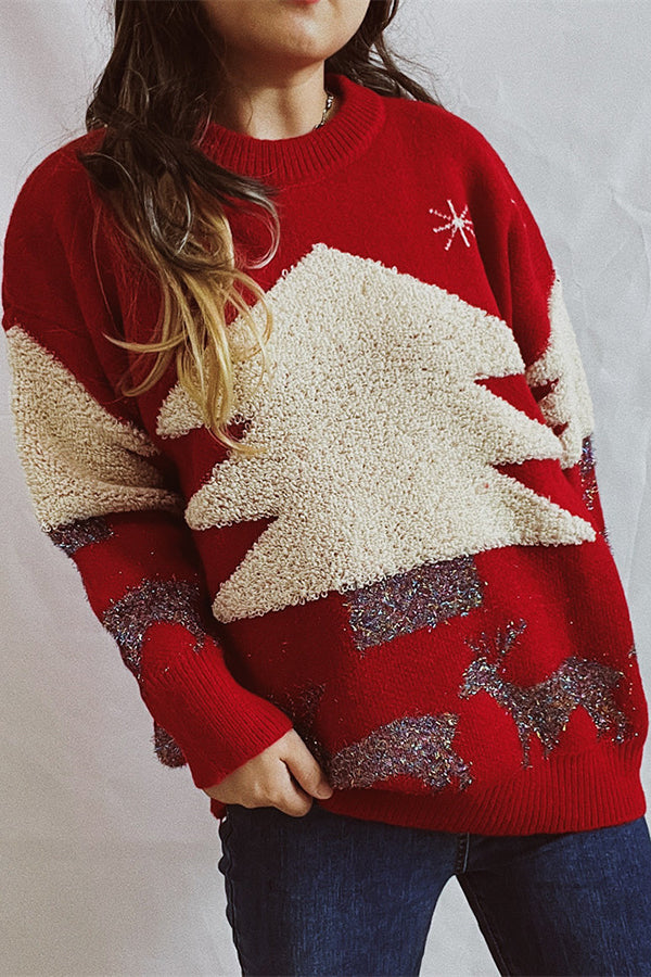 Mune | Christmas Pattern Knitted Round Neck Long Sleeve Sweater