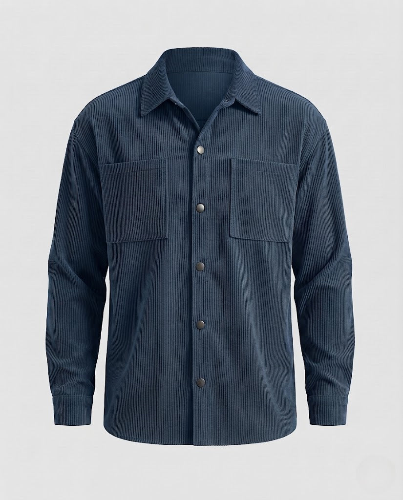 Men's cord overshirt with snap buttons, oversized fit and chest pockets Mune Fashion