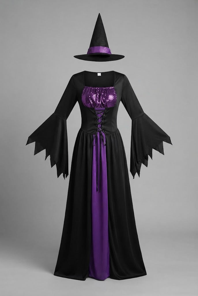 Women's Enchanting Witch Robe with Elegant Hat and Accessories Mune Fashion