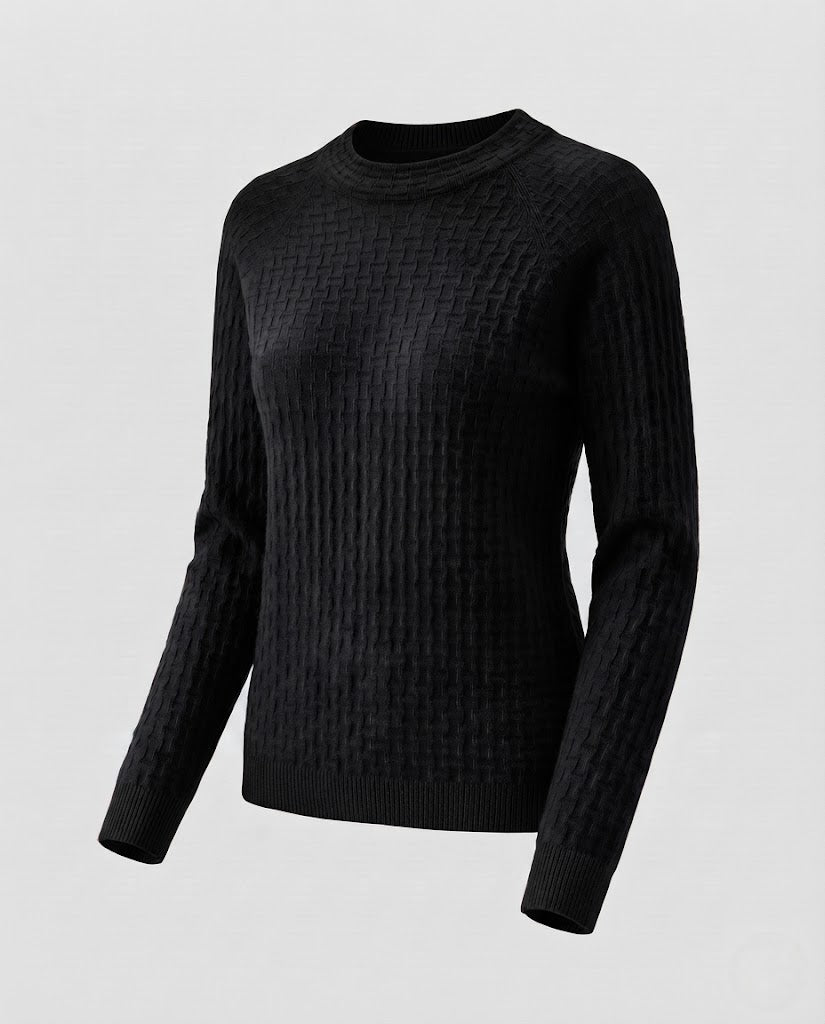Women's fine-knit pullover with structured WMune fashion look, round neck and cashmere-like texture Mune Fashion