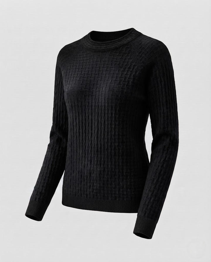 Women's fine-knit pullover with structured WMune fashion look, round neck and cashmere-like texture Mune Fashion