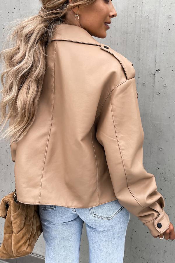Mune | Leather Revers Pockets British Style Short Jacket