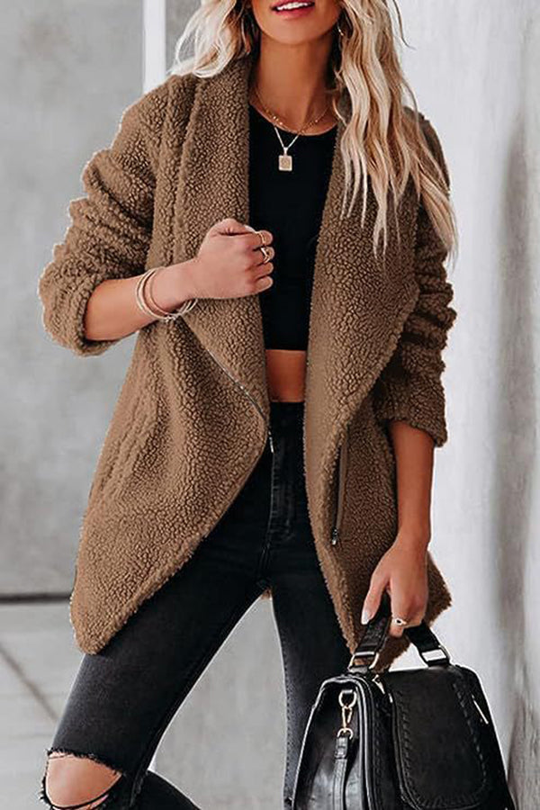 Mune | Casual Lamb Leather Jacket with Zippered Pockets and Boxy Suede Jacket