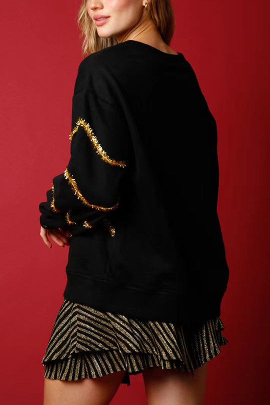 Mune | Christmas Tree Sequins Long Sleeve Loose Sweatshirt
