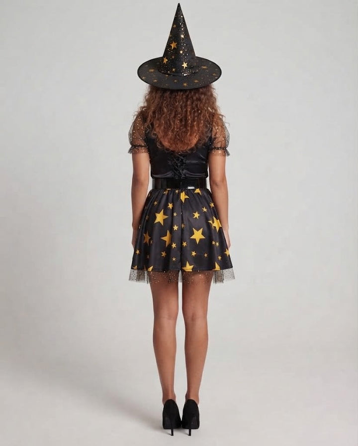 Women's fairy-tale witch costume with stars and lace details Mune Fashion