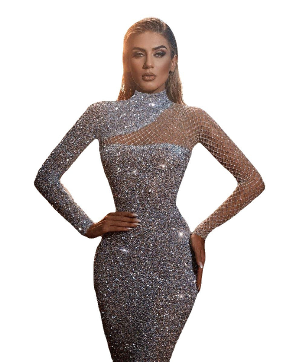 Mune | Dress with sequins off-shoulder luxurious