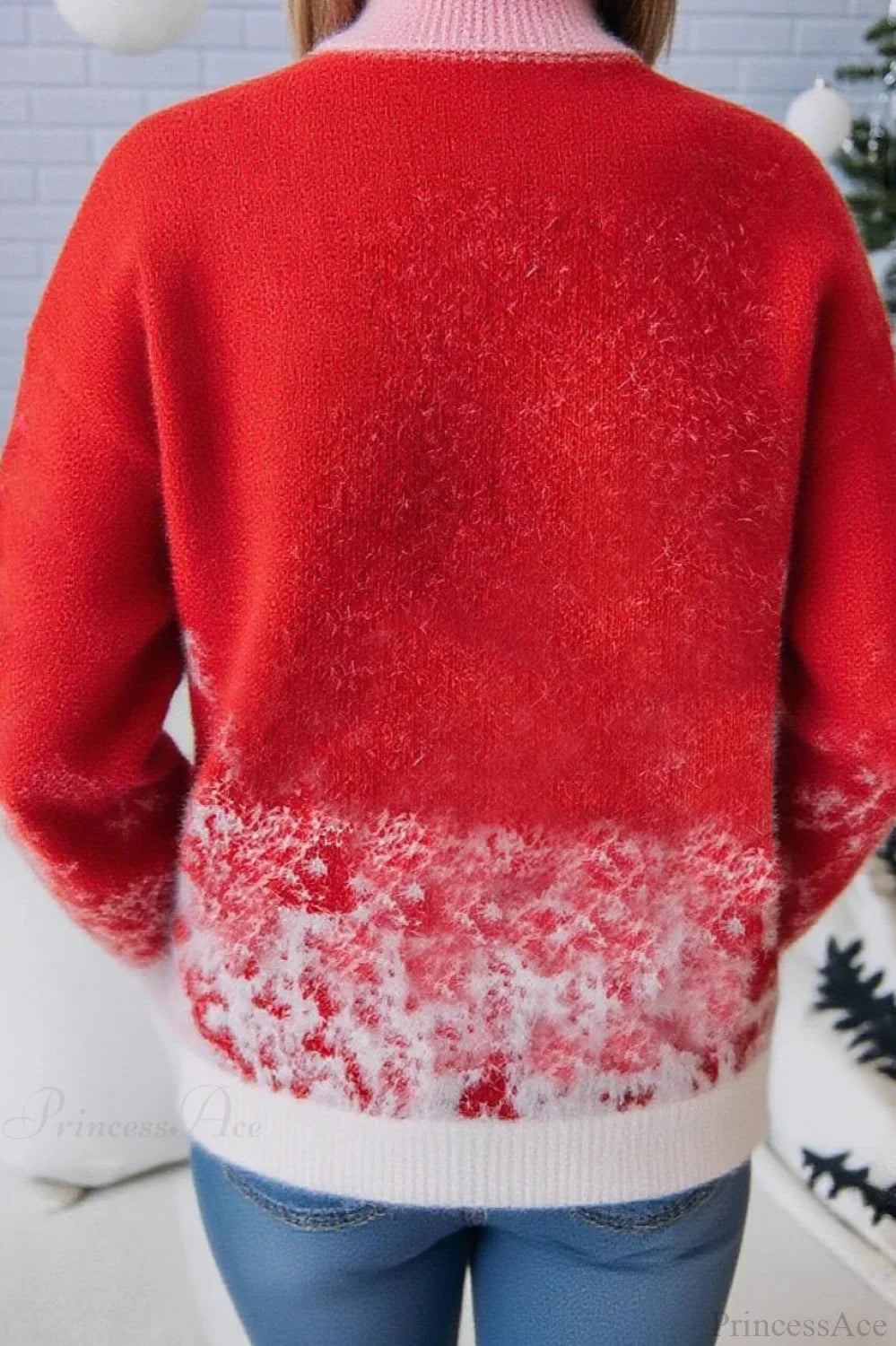 Mune | Christmas Red Snowflake Pattern Turtleneck Oversized Sweater