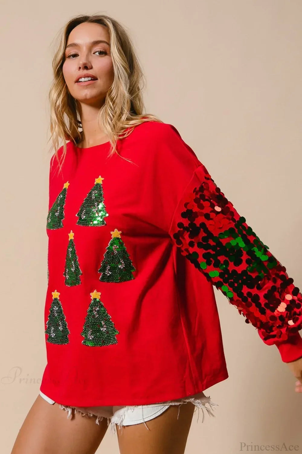 Mune | Christmas Sequins Long Sleeve Casual Sweatshirt