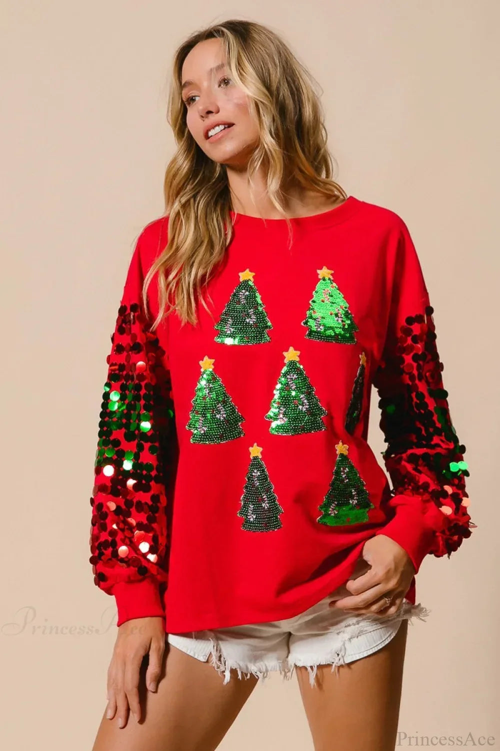 Mune | Christmas Sequins Long Sleeve Casual Sweatshirt